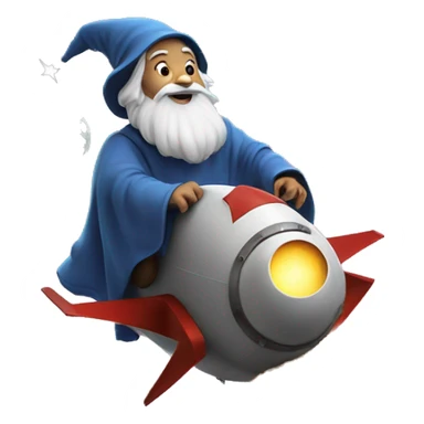 wizard on rocket flying to the moon  sticker