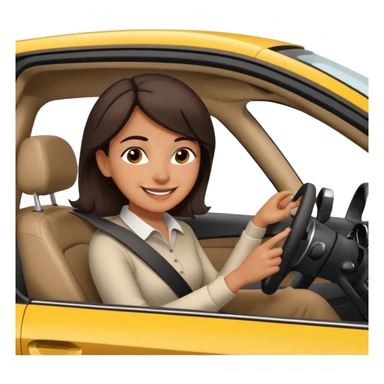 Young adult Woman with dark brown hair driving an Audi a1 fast loving life sticker