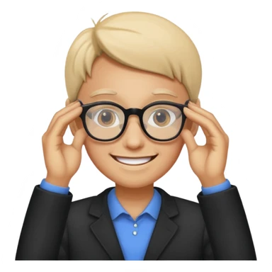 Person adjusting glasses sticker