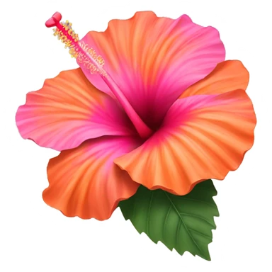 Hibiscus flower orange & pink sticker