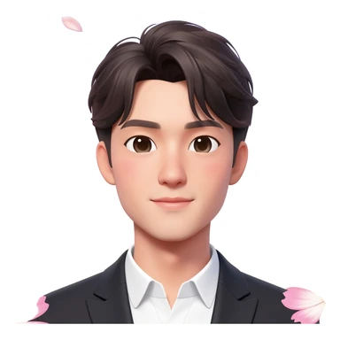 Gorgeous romantic anime style Asian formal modern gentlemanly guy with pretty hair and flower petals and blushing face aesthetic trending style outside with colorful gradient colors  pastelcore cottagecore kawaiicore sticker