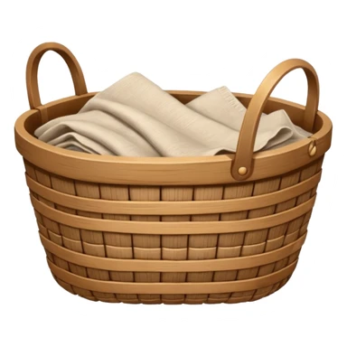 A wooden raffia Brown basket with fresh washed linen sticker