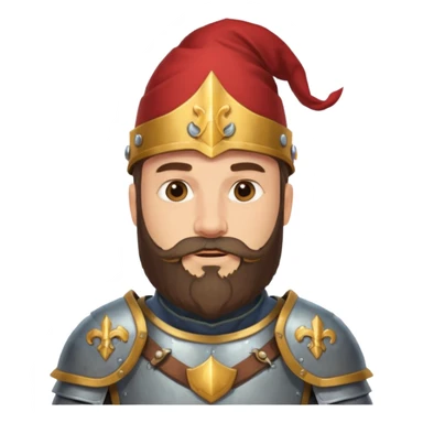 a royal western knight with full beard, wearing hat sticker