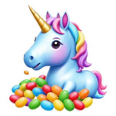 unicorn farting out jellybeans sticker