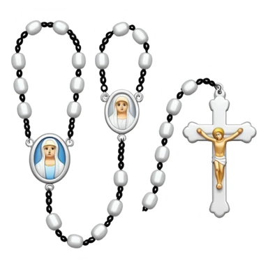  white rosary with white beads sticker