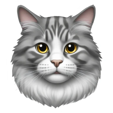 Big fluffy house cat that is white and grey sticker