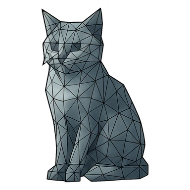 a cat in low poly wireframe style sticker