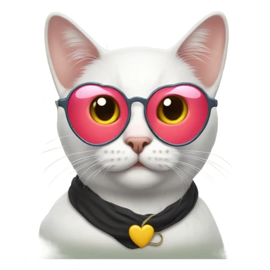 Cat with heart glasses  sticker