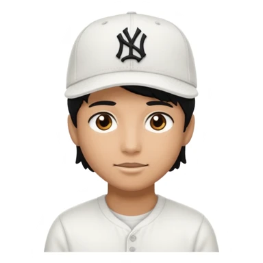 Create a person wearing a white New Era cap, with black hair and brown eyes.
 sticker