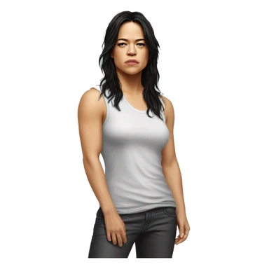michelle rodriguez serious wearing tee sticker