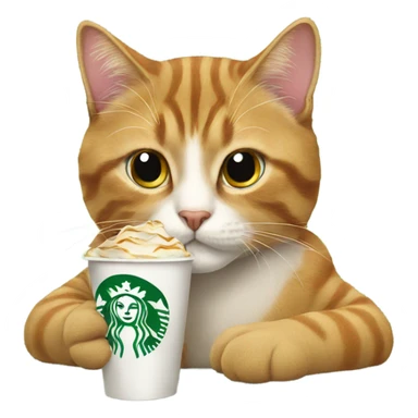 A cat drinking Starbucks  sticker