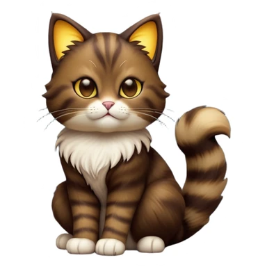 cinematic-[showshoe cat]-realistic-full-body-sitting-emoji,-tail-curled-playfully-around-its-paws,-head-tilted-dramatically,-fluffy-[dark brown mask]-fur,-simplified-yet-realistic-focused-features,-highly-detailed,-glowing-with-an-almost-sarcastic-glow sticker