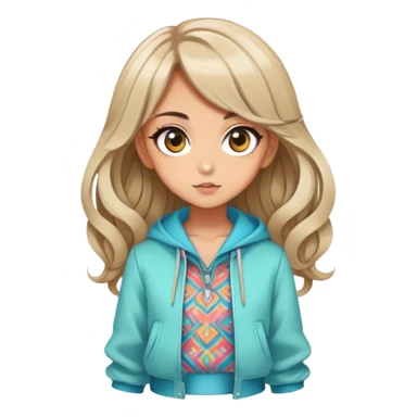 Pretty, stylish, anime style, character, real life, big eyes, cute, gorgeous hair, full body, stylish clothing, lady, young, romantic, colorful, detailed, cool design, aesthetic sticker