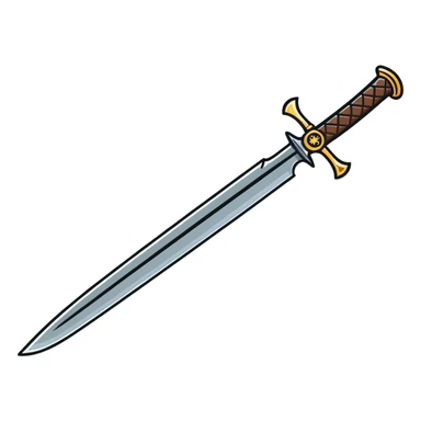 a cartoon sword with shiny blade sticker