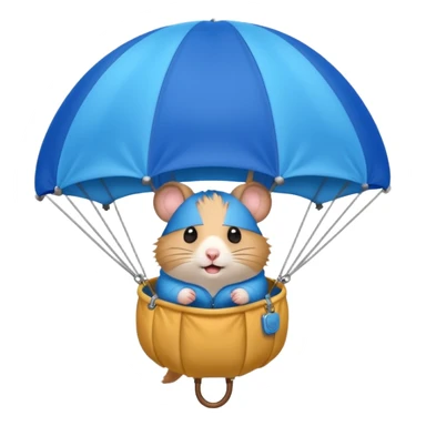 hamster riding blue parachute sticker