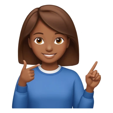 Make an emoji of a girl (no glasses) with brown hair who is teaching how to use iMessage to a class sticker