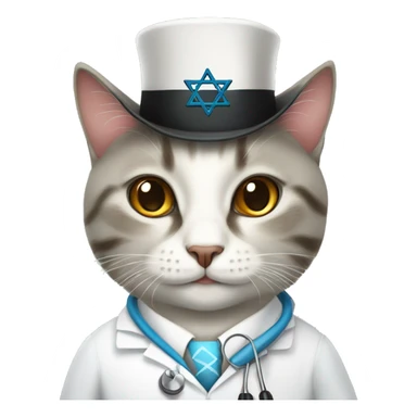 doctor cat wearing a jewish religious hat sticker