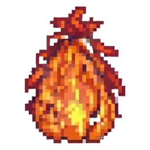 fire, pixel art style, simple and blocky sticker