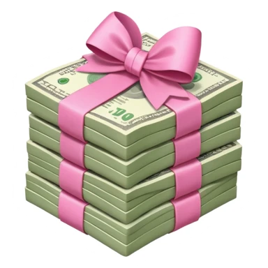 money with a pink bow sticker