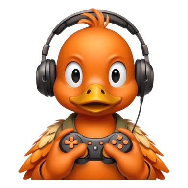 Gamer duck playing first person shooter game sticker