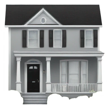Grey 2 story house white trim black front door sticker