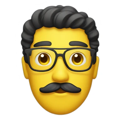 A yellow emoji with a mustache and black hair sticker