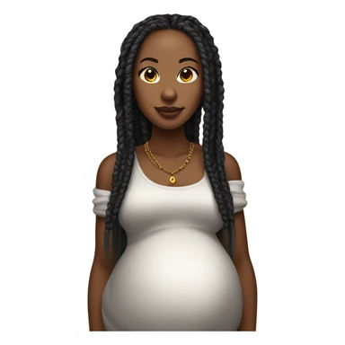 black pregnant woman with box braids and double nose piercing  sticker