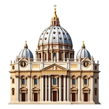 Cinematic Realistic St. Peter's Basilica Landmark Emoji, depicted with majestic, ornate architecture rendered with lifelike detail and regal lighting. sticker