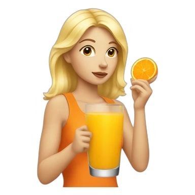 Blonde drinking orange juice sticker