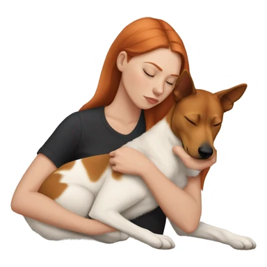 White girl auburn hair sleeping with Carolina dog sticker