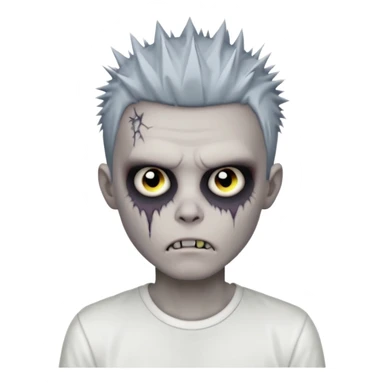 zombie boy with spiky emo hair and white shirt emoji to use or share on Discord and Slack. sticker