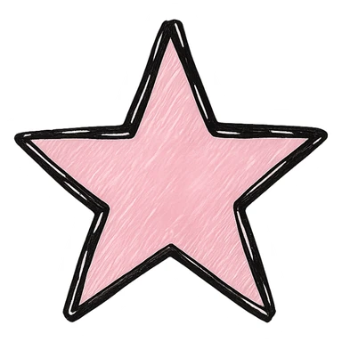 hand drawn outlined icon of a pink star, no fill, transparent background, thick lines sticker