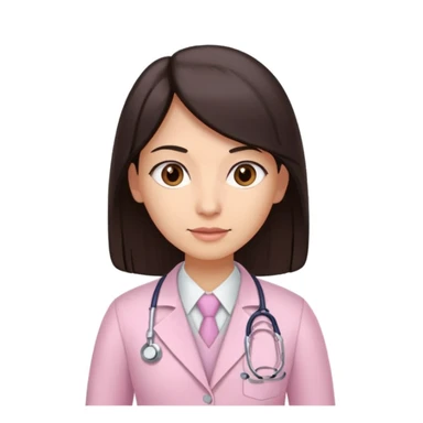 gastroenterologist with dark long straight hair and brown eyes, light pink theme, variation 3 sticker