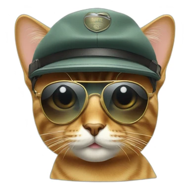 Cat with aviator style sunglasses and a hat sticker
