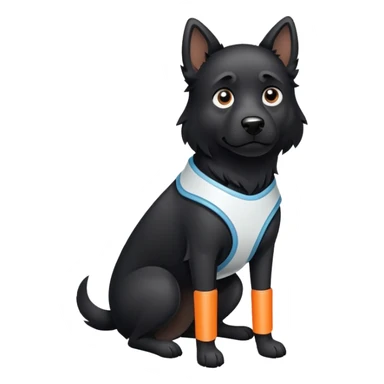 black dog with a splint on his arm sticker