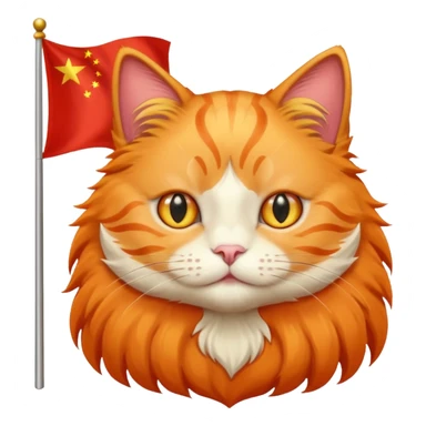 Orange Cat With the Flag of China in the backgorund sticker