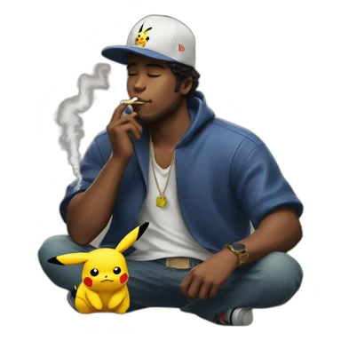 cool guy with pikachu hat smoking sticker