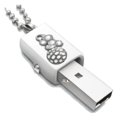 white pendrive with silver disco ball chain sticker