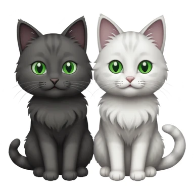 2 different coloured grey cats including one dark grey and white cat and one completely solid dark grey cat with green eyes and only white paws sticker