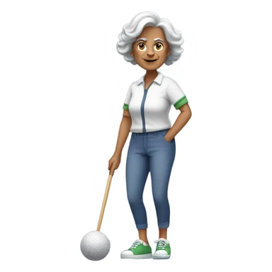 Older Lady playing lawn bowls sticker