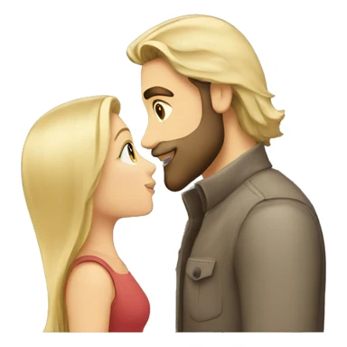 Brunette guy with beard kissing blond girl with long hair sticker