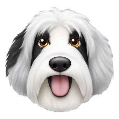 Very fluffy and full Half white half black old English sheepdog face where left half is white. EYE SECTION OF FACE SHOULD BE HALF AND HALF DOWN THE MIDDLE. YOU KEEP MESSING THIS UP! Read instructions carefully sticker