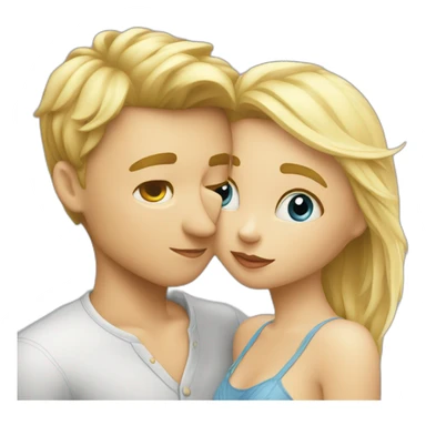 a blonde girl kissing blond europeen boy sticker