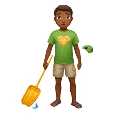 Haz una tortuga bonita, con ropa como si estuviera haciendo voluntariado, que Rea presente la limpieza de playas y el de refugio de animal sticker