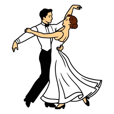 A man and a woman from the 1800's dancing the waltz sticker