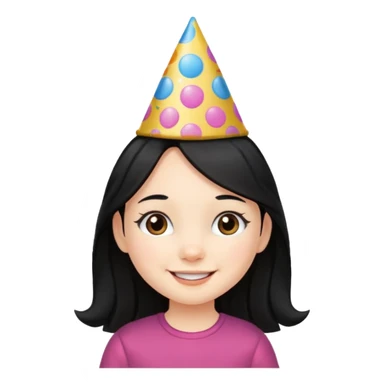 a little girl with long black hair with birthday hat, wearing glassé















 sticker