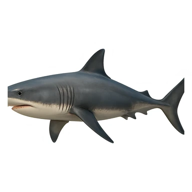 Edit the gray shark emoji to face right in a realistic style. Remove legs and sneakers, keep only the shark. Match the gray color from the reference images. sticker