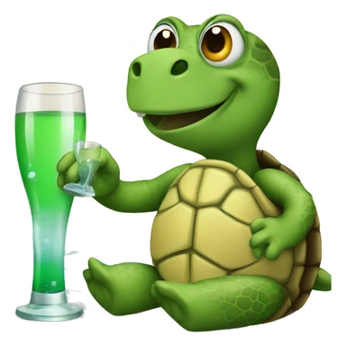A turtle drinking alcohol sticker