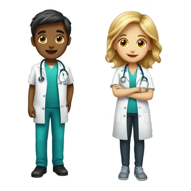 children doctor boy and girl sticker