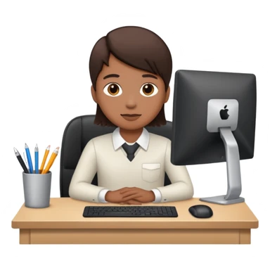 one employee sitting in front of the desk sticker